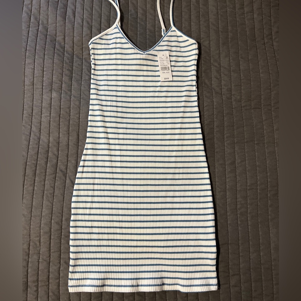 NWT PacSun LA Hearts Bodycon White and Blue Stripe Mini Dress size Small